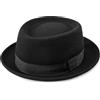 KorhLeoh Cappello Pork Pie da uomo, in lana, con parte superiore piatta, stile Fedora, unisex, cappelli Porkpie (S/M), M