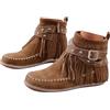 Dasongff Stivaletti indiani da donna con frange, stivali, stivali piatti, punta rotonda, comodi stivali, vita bohemien, con zip stivaletti da cowgirl suola morbida Santiag