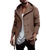 Beokeuioe Giacche da mezza stagione leggere Cardigan Lungo Primavera Cappotto da uomo Cardigan Giacca con Cappuccio Giacca da Uomo Casual Elegante Giacca a vento Maglione Doppio Petto Trench, cachi, L
