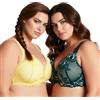 Curve Muse Reggiseno Ferretto Aggiunge 1+ Coppe Mesh-x2-Teal,Mimosa-5C