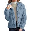 Genérico Cardigan in Pile Reversibile con Bottoni Stile Corto Maglione di Natale da Donna Giacca di Peluche Autunno Inverno con Collo A Volto Maglione Manica Lunga, blu, XXL