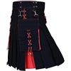 Beokeuioe Guerriero medievale kilt moda patchwork Pocket Knight Rock Costume vintage gotico punk rock in pelle scozzese carnevale kilt tradizionale kilt, Colore: rosso, L