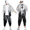 Beokeuioe Yukata Kimono Robe Giapponese Tradizionale Samurai Uniforme Kimono Giapponese Set Cosplay Costume Ninja Abbigliamento Haori Giacca Pantaloni Estivi Cardigan Casual Tuta