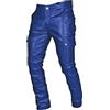 Beudylihy Fashihon Gothic - Pantaloni stretti da uomo in pelle PU, stile steampunk, colore nero, sottile, sottile, slim fit, in finta pelle, da motociclista, A-3 blu., L