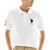U.S. POLO ASSN. Polo da uomo a maniche corte in tessuto interlock a tinta unita, magliette da golf da uomo, polo business casual, bianco, L