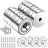 Kiperline 12 Magneti, Forza Magnetica 10 kg, 20 x 7 mm, Con Fori e Capsule, Set di 48 Magneti a Barattolo a Testa Svasata, Con Viti e Cuscinetti in Acciaio