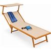 Lettino Prendisole 189x58x36 cm con Struttura in Alluminio Effetto Legno e Tessuto Beige