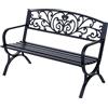 Panchina da Giardino 2 Posti in Ghisa Lavorata Nero 127x60x85 cm