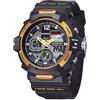 PASNEW Orologio sportivo per ragazzi, doppio display, quadrante grande, orologio sportivo nero, per ragazzi e ragazzi, impermeabile, 489-Nero Oro