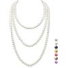 genkigold Collana Lunga di Perle per Donne Degli Anni '20 - PARIGI - Lussuose Perle di 8mm Eleganza Senza Tempo - Cultura Naturali - Lunghezza 180cm - Crema Bianco - per Ogni Occasione Speciale