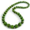 Avalaya Collana con perline in legno graduato verde lime, lunghezza 70 cm, Legno