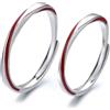 Calefee Anelli Filo Rosso del Destino Coppia, Anello Lui e Lei Personalizzabili Regolabili Argento 925 Anello a Fascia Semplice con Smalto Rosso