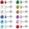 JMFENFA Set di 12 paia di orecchini a perno per piercing all'orecchio, in acciaio inox chirurgico, multicolore, con pietra portafortuna e zirconia cubica, per pistole per piercing all'orecchio, 3mm, Acciaio