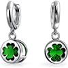 Bling Jewelry Orecchini pendenti a quadrifoglio con quadrifoglio verde smeraldo a quattro foglie in CZ per la festa di San Patrizio celtica irlandese per donne laureate in argento sterling .925 con chiusura a leva.