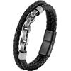 PVUVTNAHW Locomotiva da Uomo Punk Rock Catena da Bicicletta Bracciale in Pelle Accessorio for Mountain Bike in Acciaio Inossidabile for Uomo(19cm,L1034)