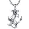 QHQPQ Collana con ciondolo a forma di sirena/delfino, regalo per ragazze e donne, in argento Sterling 925, con ciondolo a forma di ancora, gioiello nautico oceanico, regalo da spiaggia, 1.26inch (32mm