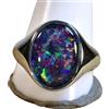 arenaworldFZ Anello pesante fatto a mano in argento Sterling 925 con opale nero multicolore per lui, fascia di fidanzamento per la persona amata
