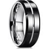 King Will - Fede nuziale da uomo in tungsteno, con larghezza di 6 mm, 7 mm, 8 mm, finitura opaca e lucida, con scanalatura, disponibile in argento/nero/oro/blu/marrone/oro rosa, comoda da indossare, Z
