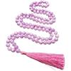 INFINITY GEMS Collana Mala Kunzite Rosa Naturale AAA 108 Mala Tassel Guarigione Messa a terra Protezione Spirituale Meditazione Equilibrio Salute Mentale Japa Mala