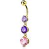 OUFER 14G Penzola Piercing Ombelico Oro Belly Piercing Ring Filettato Interno Acciaio Chirurgico 316L Viola e Rosa CZ Gioielli Per il Corpo Per Le Donna 10 mm
