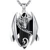 Aniu Collana Uomo Vichingo Drago, Ciondolo Drago con Cristallo Ossidiana/Lapislazzuli/Ametista Ciondolo Amuleto Regalo Gioielli per Donna Uomo (Ossidiana)