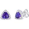 HARSHALI GEMS Orecchini a perno in tanzanite in pietra tagliata a forma di trilione in oro e argento sterling, bellissimi orecchini in pietra tanzanite, articolo regalo.