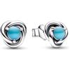 PANDORA Orecchini a bottone Pandora 292335C02 Cerchio, TALLA ÚNICA, Acciaio inossidabile Turchese, Cristallo