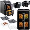 Berdsen Friggitrice ad aria calda Airfryer, 11,6 l, doppia camera verticale, 2 x 5,8 l, 3000 W, 9 programmi, touch screen e finestra di visualizzazione a LED, cuocere, grigliare e essiccare, colore