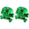 cyclingcolors 2x Cappucci delle valvole cappuccio tappi valvola forma di teschio con croce e ossa in plastica Schrader per pneumatici bici moto auto auto quad monopattino, verde