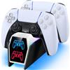 Tokluck Caricatore per PS5 Controller con Cavo, Base di Ricarica per P5 e P5 Edge, 2,5H Riarica per PS5 Controller Compatibile con PS 5 Edge, Kit Accessori per Playstation 5 Console, Nero & Bianco