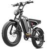 DEEPOWER Bicicletta Elettrica Per Adulti, 48V/52V 20Ah Batteria Rimovibile, Autonomia Lunga 60-110KM, Ebike Con Pneumatici Fat 20" Per Tutti I Terreni, 7 Marce, Sospensione Idraulica (Nero Lucido)