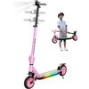 RCB R12 MAX Monopattino Elettrico per Bambini 6-12 Anni, Max 18Km/h & 15 km, Sospensione,Manubrio Regolabile, Luce Arcobaleno, 7" Pieghevole E-Scooter,Display a LED, Regalo per Bambini (Rosa)