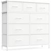 SONGMICS BELLAH Collezione - Cassettiera Camera da Letto, Mobile con Cassetti, Acciaio, Cabina Armadio Ingresso Soggiorno, 9 Cassetti, Moderno, Bianco Nuvola e Bianco Neve LGS324WH01