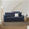 Dmora Talamo Italia - Divano letto 2 posti Agrippina, Sofà apertura girevole, Poggiatesta regolabili e Braccioli standard, 100% Made in Italy, Cm 200x95h85, Blu