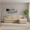 Dmora Talamo Italia - Divano fisso con penisola Nicoletta, Sofà con Penisola contenitore reversibile, Braccioli standard, 100% Made in Italy, Cm 280x95h90, Beige