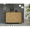Dmora - Credenza Bloemfontein, Buffet da soggiorno, Madia da salotto, Dispensa da cucina, Made in Italy, 138x110h40 cm, Bianco lucido e Antracite