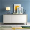 Dmora - Credenza Fresia, Mobile Buffet a 3 Ante e 1 ripiano Regolabile, Madia Elegante da Soggiorno, Mobile Porta TV, 100% Made in Italy, 184x45h77 cm, Bianco e Cemento