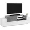 Dmora - Mobile porta TV Pablo, Credenza bassa da soggiorno, Base porta televisione, 100% Made in Italy, cm 160x45h51, Bianco lucido e Ardesia
