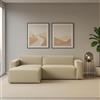 Talamo Italia - Divano fisso con penisola Daniela, Divano componibile con chaise longue sinistra, Sofà moderno in tessuto, 100% Made in Italy, Cm 240x170h70, Beige