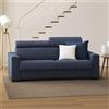 Dmora Talamo Italia - Divano letto 3 posti Aisha, Sofà Soggiorno con apertura girevole, Poggiatesta regolabili e Braccioli slim, 100% Made in Italy, Cm 200x95h85, Blu