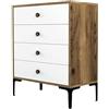 Dmora - Cassettiera Aether, Settimino multiuso, Comò camera da letto, Mobile con cassetti, 76x40h91 cm, Noce e Bianco