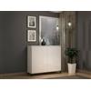 Dmora - Credenza Abuja, Buffet da soggiorno, Madia da salotto, Dispensa da cucina, Made in Italy, 100x40h110 cm, Bianco lucido e Antracite