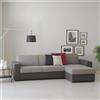 Dmora Talamo Italia - Divano fisso con penisola Nicoletta, Sofà Penisola contenitore reversibile, Braccioli standard, 100% Made in Italy, Cm 280x95h90, Grigio e Antracite