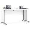 Dmora - Scrivania Marcerre, Scrittoio multiuso, Tavolo per ufficio porta PC, Piano di lavoro, 150x80 h75 cm, Bianco e Grigio