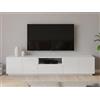 Dmora - Mobile porta TV Paul, Credenza bassa da soggiorno, Base porta televisione, 100% Made in Italy, cm 220x43h46, Bianco lucido