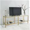 Dmora - Mobile porta TV Electra, Credenza da soggiorno, Armadio basso per TV, Base parete attrezzata, 130x40h45 cm, Oro