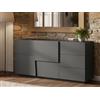 Dmora - Credenza Xavier, Buffet da soggiorno, Madia da salotto con 2 ante e 3 cassetti, 180x44h86 cm, Antracite