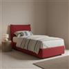 Dmora Talamo Italia - Letto singolo Luna, Letto contenitore con rivestimento in tessuto, 100% Made in Italy, Apertura laterale, adatto per materasso Cm 80x190, Rosso