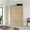 Dmora Armadio Multiuso Grande Melina, Mobile Multifunzionale, Mobiletto scarpiera, Guardaroba Porta Scarpe, 121x60 h200 cm, Rovere
