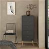 Dmora - Cassettiera Genevieve, Settimino Multiuso, Comò Camera da Letto, Mobile con cassetti, 50x39 h120 cm, Grigio